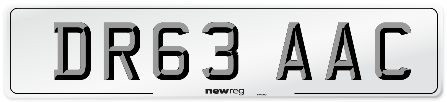 DR63 AAC Number Plate from New Reg